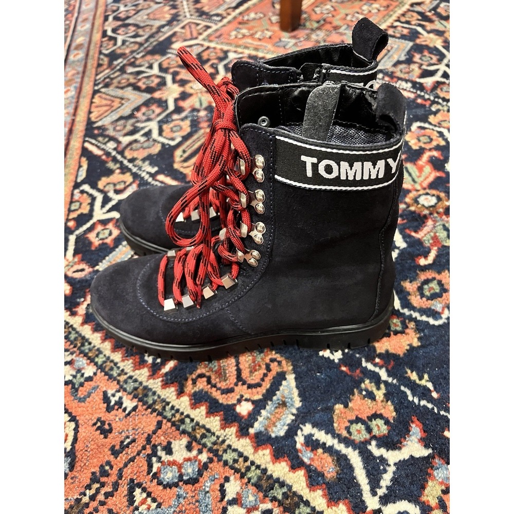 Tommy Hilfiger Women's Black Tommy Jeans Yvonne Lace-Up Ankle Boots Size 8.5 - Picture 2 of 9